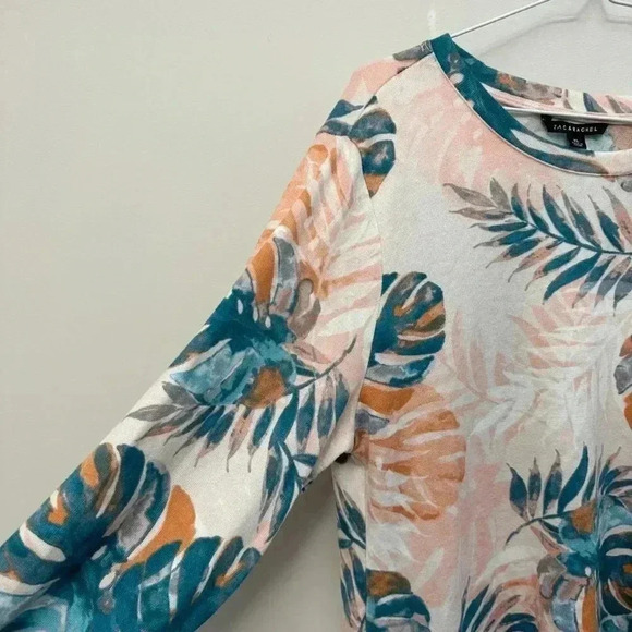 Zac &  Rachel Tropical Floral Print Sweater Pink Peach Women's XL - Picture 2 of 10